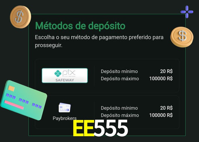 O cassino EE555 oferece uma grande variedade de métodos de pagamento